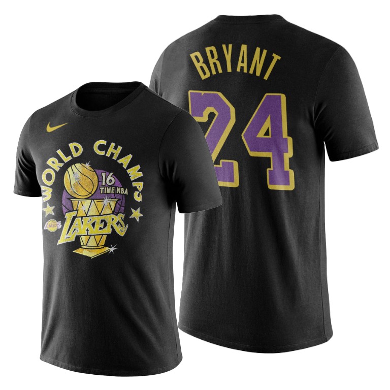 Men's Los Angeles Lakers Kobe Bryant #24 NBA Finals Champions Black Basketball T-Shirt SGC2383IV